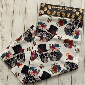 Sugar skulls Day Dead Goth Halloween Table runner
